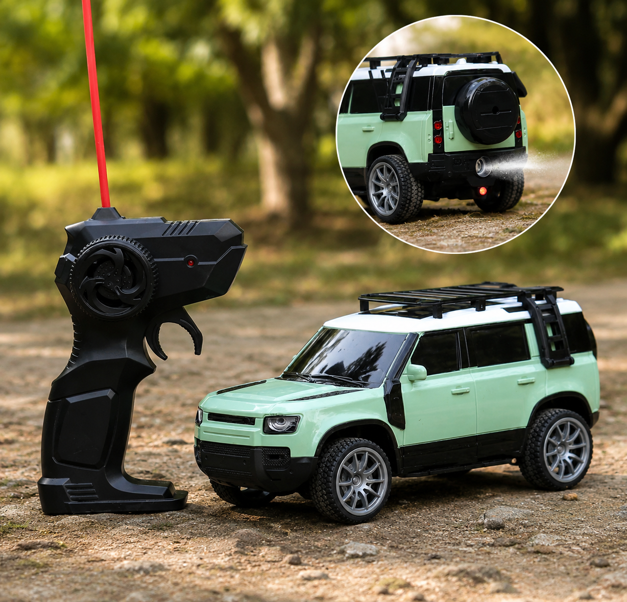 RC Spray Mist SUV Defender Car with Remote Control, +3 Years