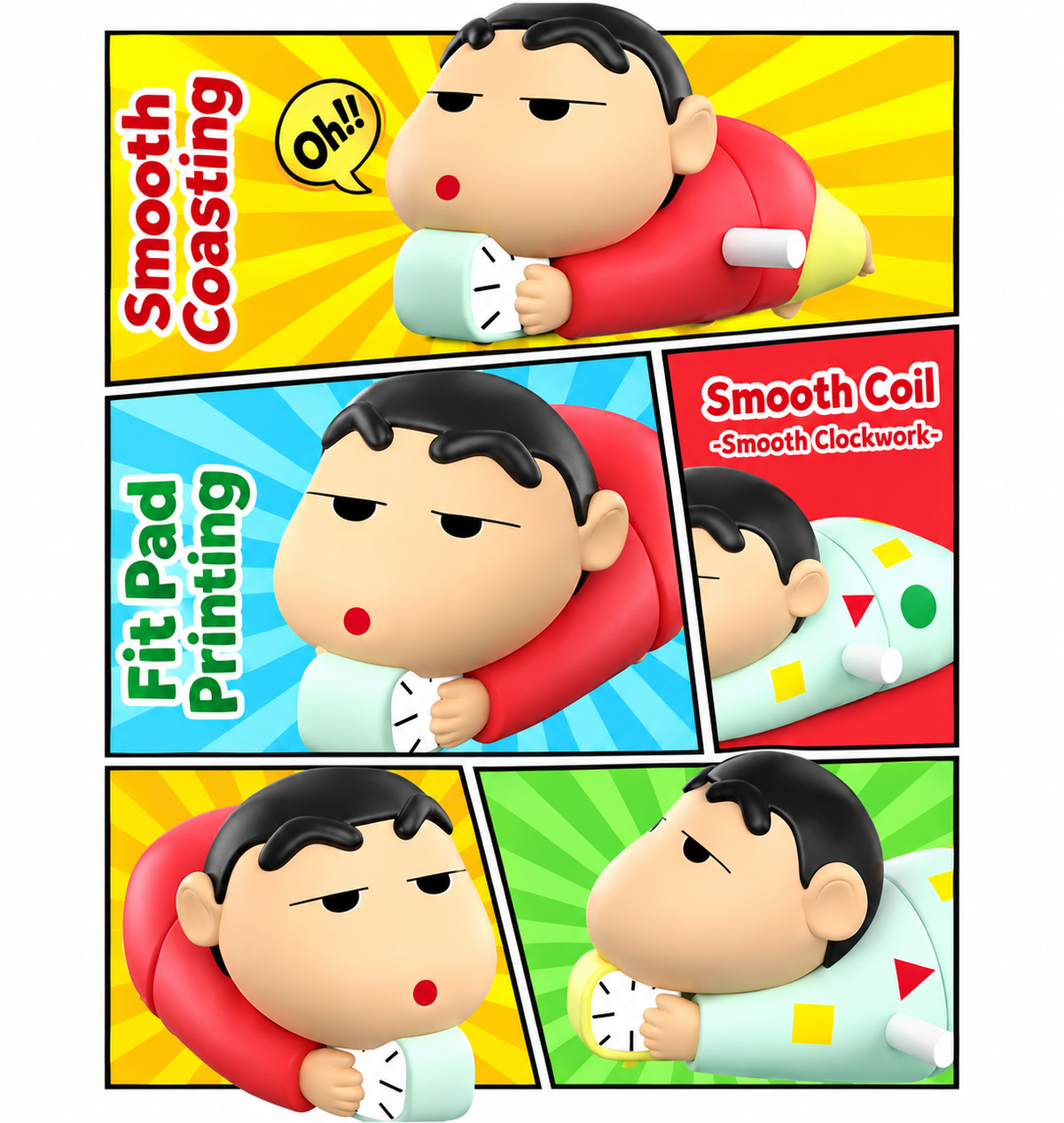 Shinchan Cuddle Clock Pillow Toy – Cute Cartoon Plush Cushion