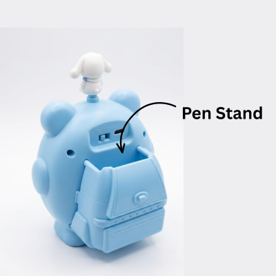 Alarm Desk Clock Kids Cartoon Topper with Pen, Pencil Stand Sky blue color