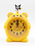 Alarm Desk Clock Kids Cartoon Alarm Clock Bear Shaped Table Clock with Cute Character Topper with Pen, Pencil Stand Yellow