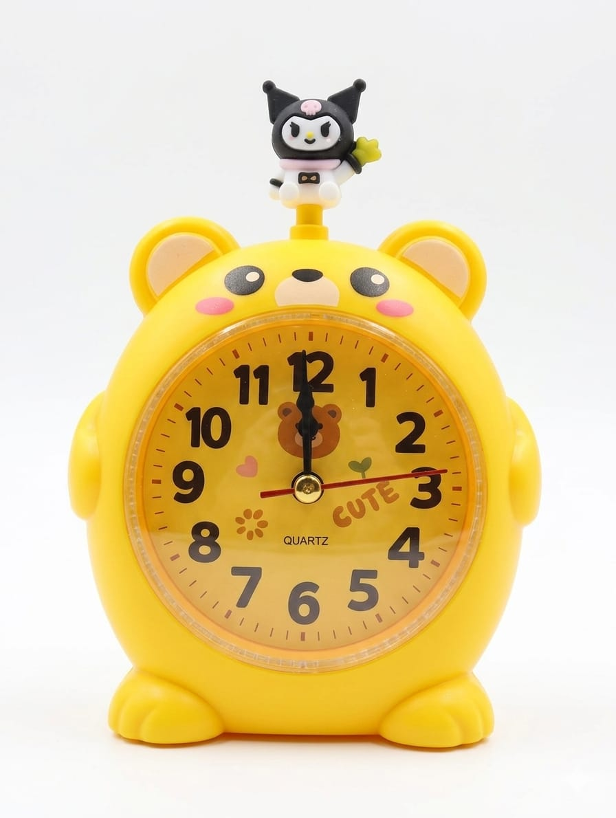 Alarm Desk Clock Kids Topper with Pen, Pencil Stand Yellow