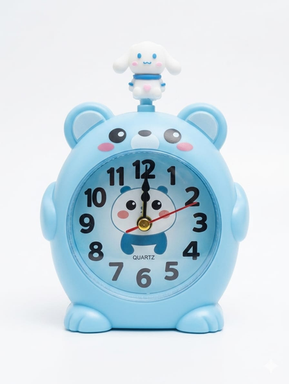Alarm Desk Clock Kids Cartoon Topper with Pen, Pencil Stand Sky blue color