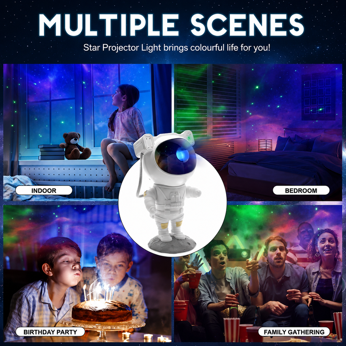 Astronaut Galaxy Star Projector Night Lamp with Remote Control