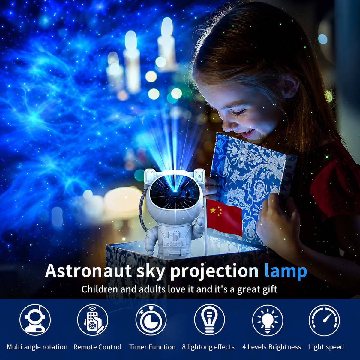 Astronaut Galaxy Star Projector Night Lamp with Remote Control